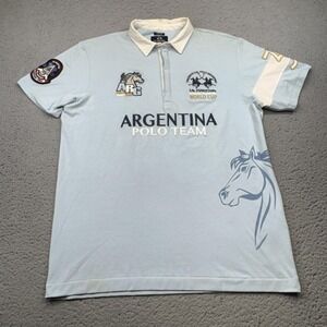 Argentina Polo Team Shirt Mens Large Blue Polo World Cup Slim Fit La Martina